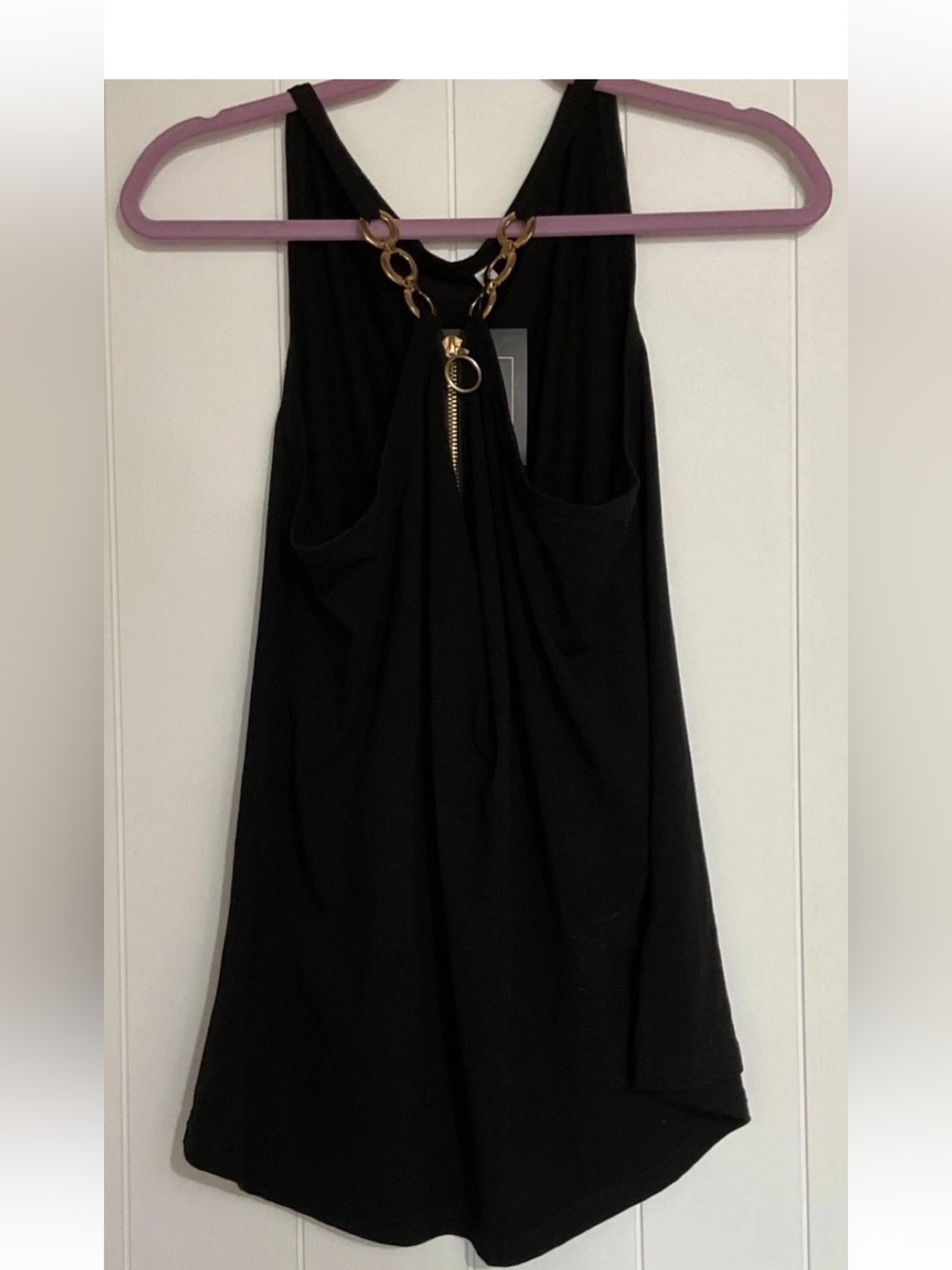 Gold-Chain Black Tank Top